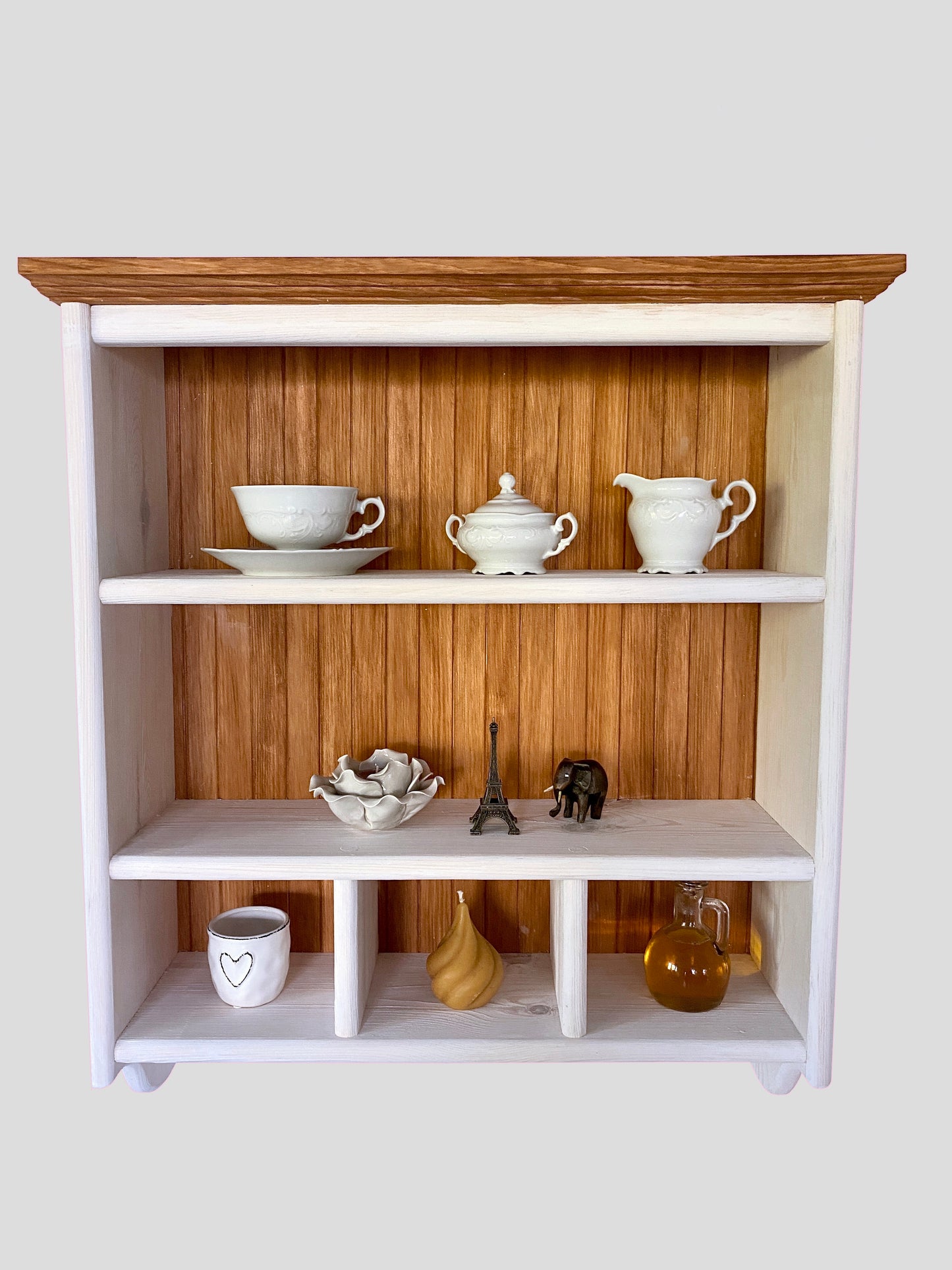 s113 Traditional timber shelf with hangers | Dual - colour kitchen cabinet
