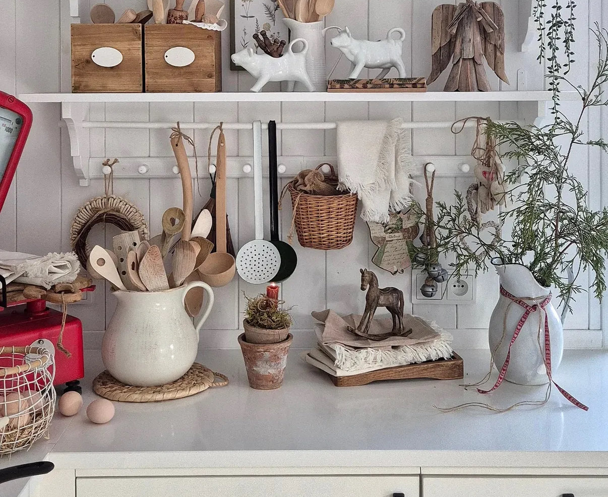 MAGALI Bespoke_Crafted from solid pine cottage wall mounted shelving with pegs