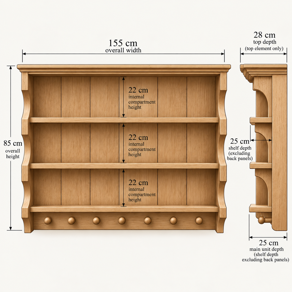 Julien — CUSTOM WILLIAM Oak Kitchen Shelf with Pegs