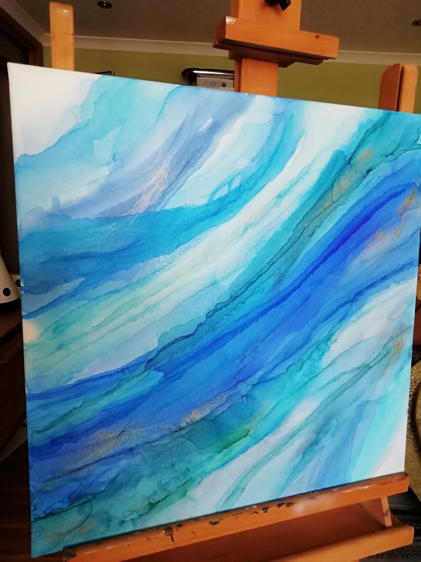 Blue Sea acrylic ink on canvas box coated with acrylic varnish | wall art | artwork