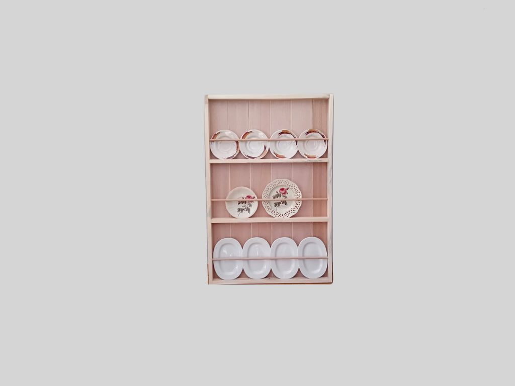 ALY handcrafted wall hanging plate exposing open cabinet