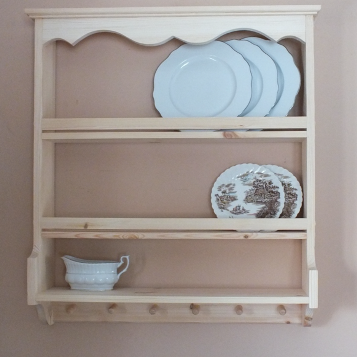 Colette — Plate Rack Shelf with Wooden Pegs