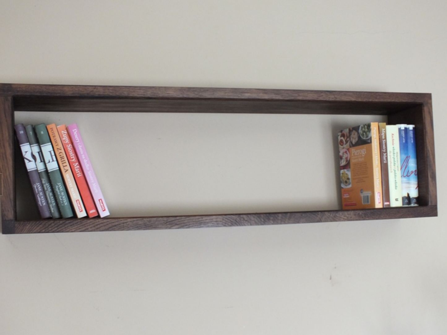 s62 Oak rectangular wall mounted floating bookshelf