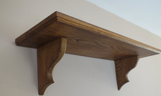 s80 Bespoke SIMON oak traditional wall mounted shelf with beautifully crafted brackets