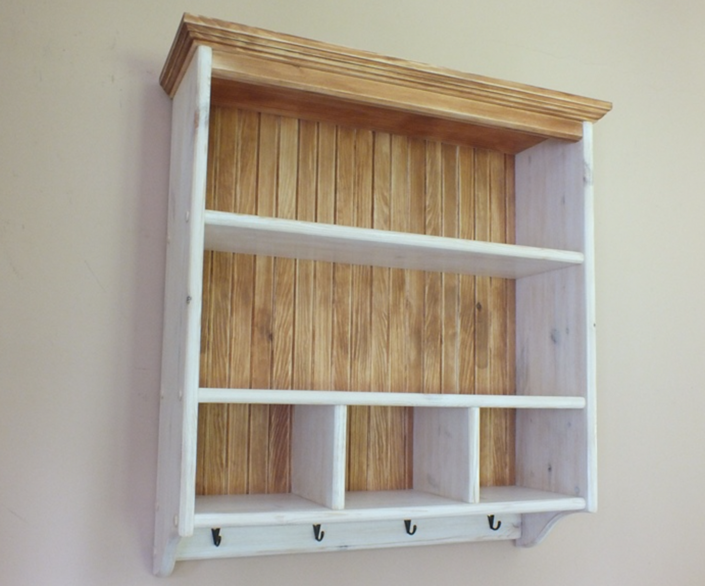 s113 Traditional timber shelf with hangers | Dual - colour kitchen cabinet