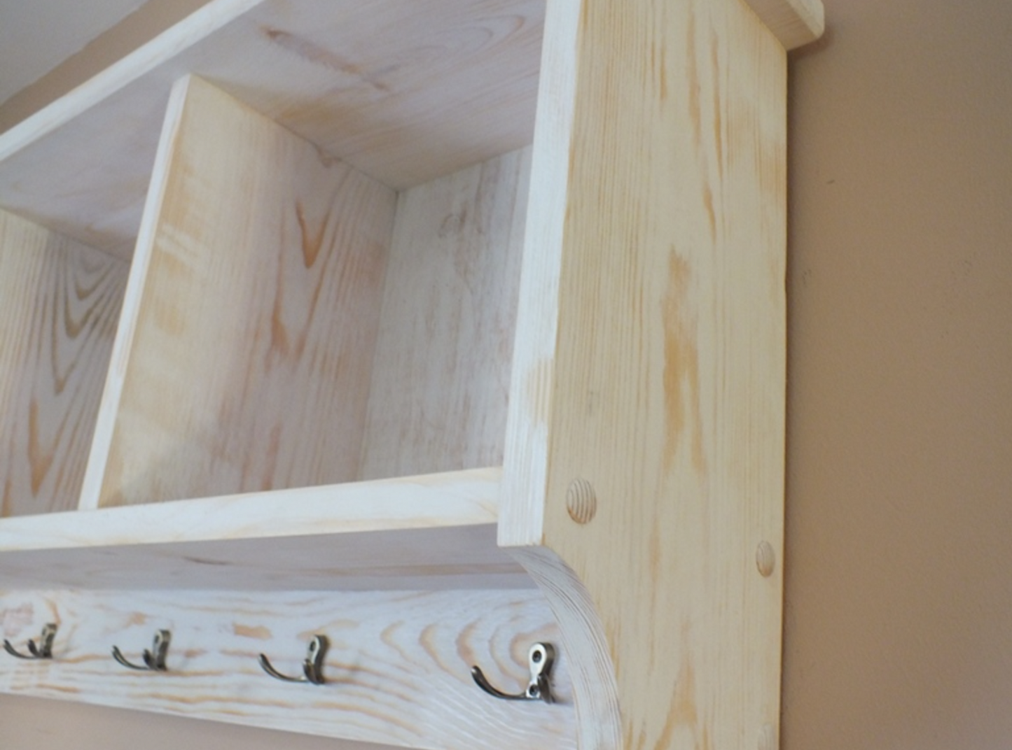 h32 Wall mounted coat rack | Hanger with top box compartments |Wall mounted shelving unit with hanger hooks
