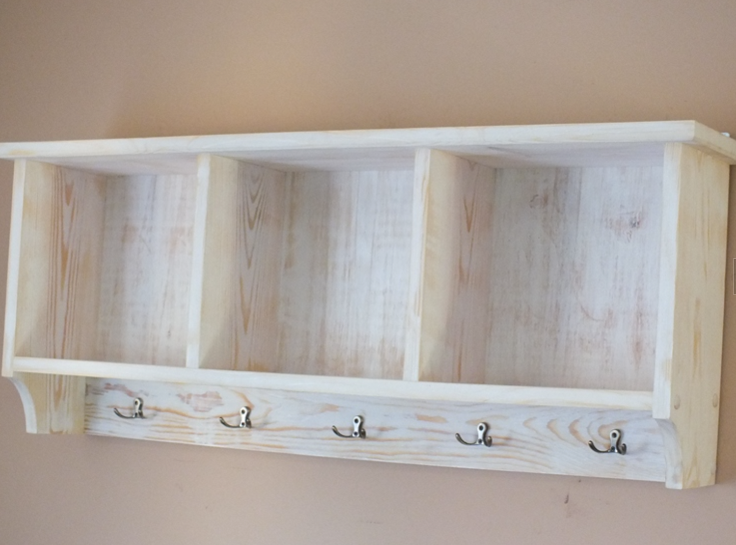 h32 Wall mounted coat rack | Hanger with top box compartments |Wall mounted shelving unit with hanger hooks