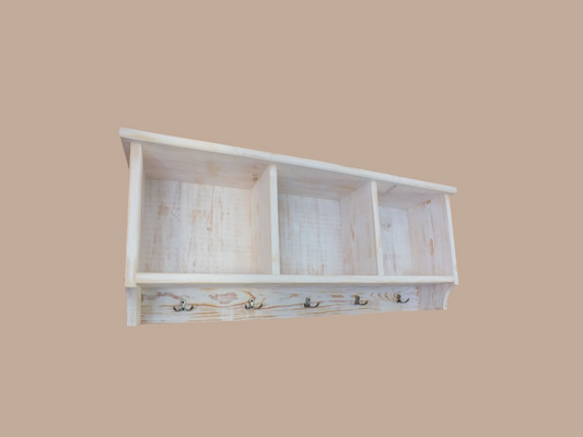 h32 Wall mounted coat rack | Hanger with top box compartments |Wall mounted shelving unit with hanger hooks
