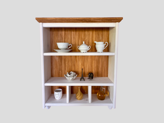 s113 Traditional timber shelf with hangers | Dual - colour kitchen cabinet