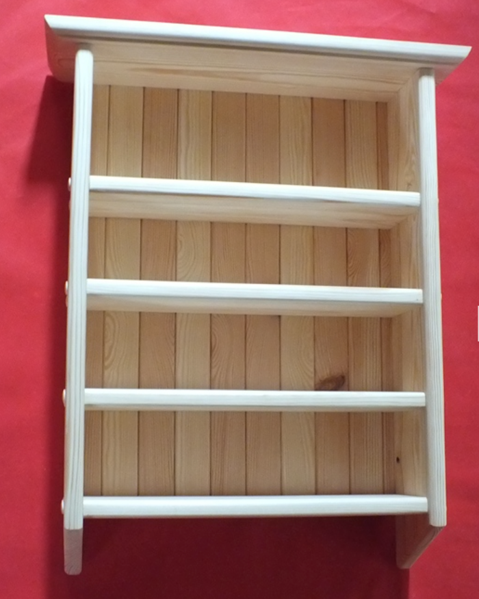 s52 Rustic Pine Wall-Mounted Wooden Rack – 4 Shelf Organizer