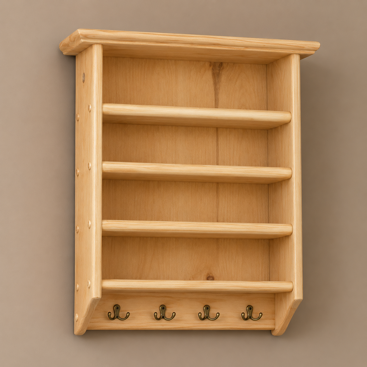 Suzanne — Pine Kitchen Shelf with Hooks
