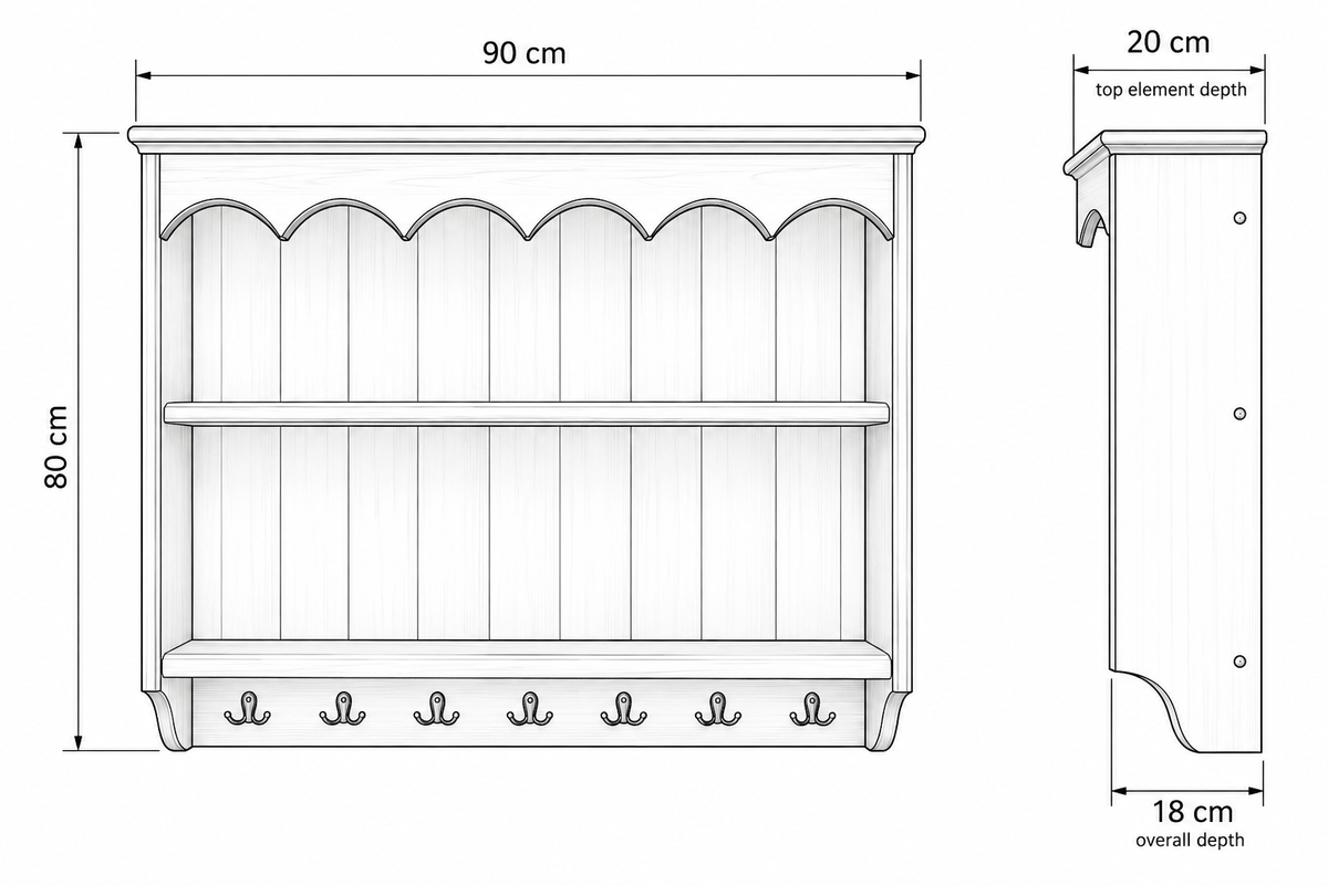 Apolline — CUSTOM IAN - Rustic Wooden Wall Shelf with Hooks