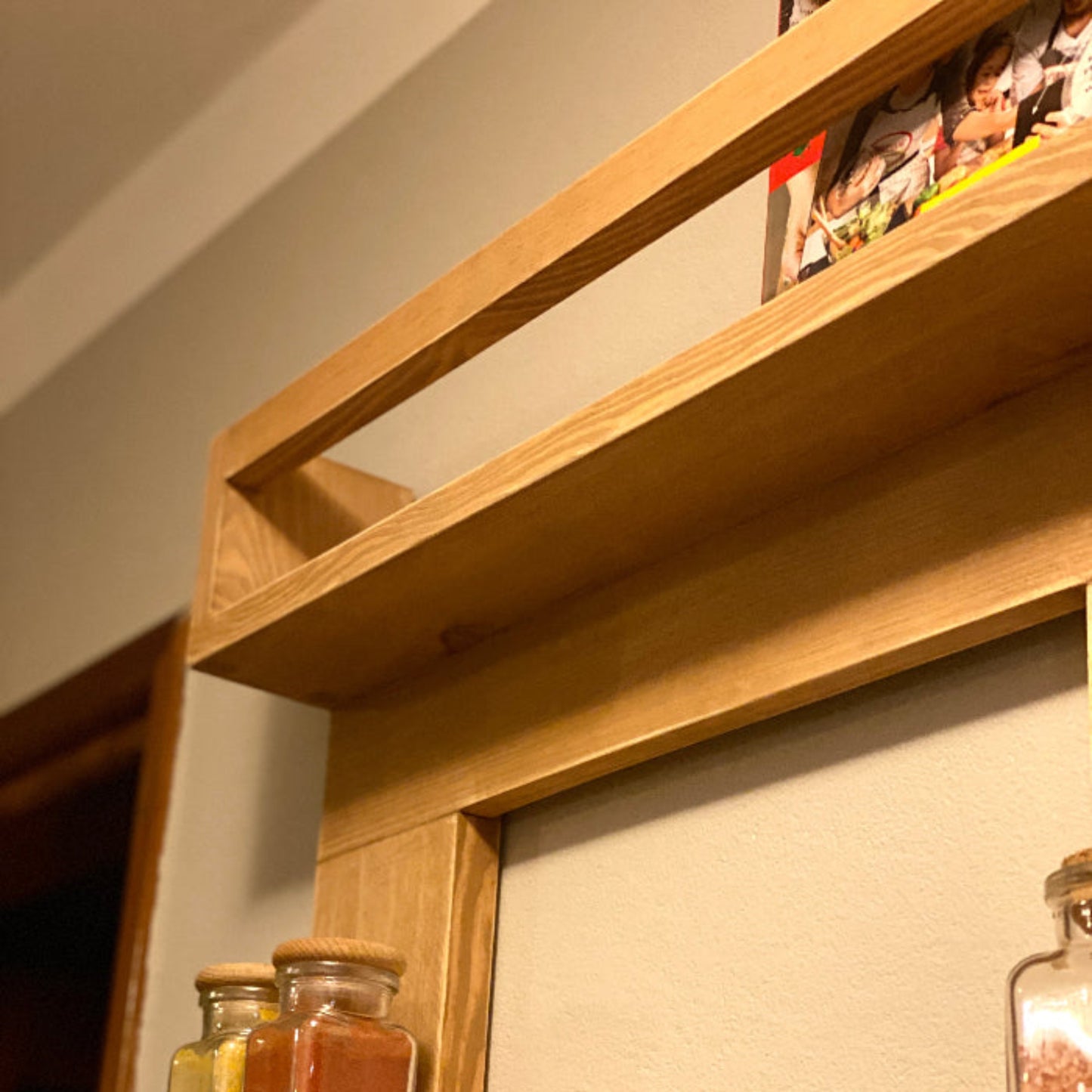 Gaspard — Wall-Mounted Kitchen Shelf Rack with Hooks & Glass Holder