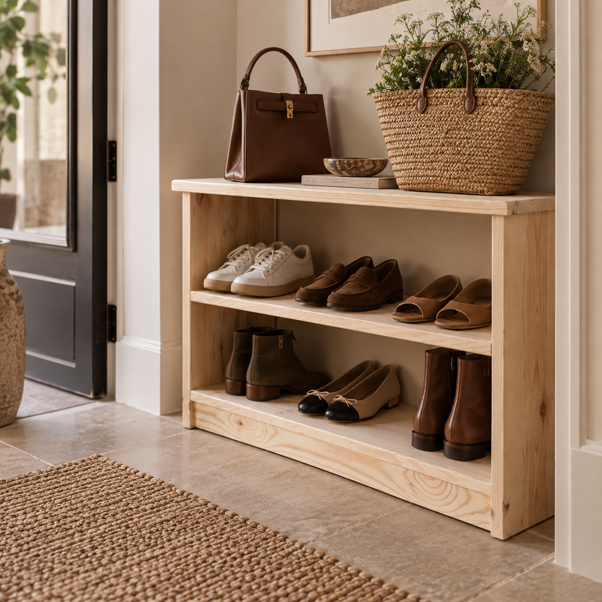 Romane — Solid Pine Freestanding Storage Shelf