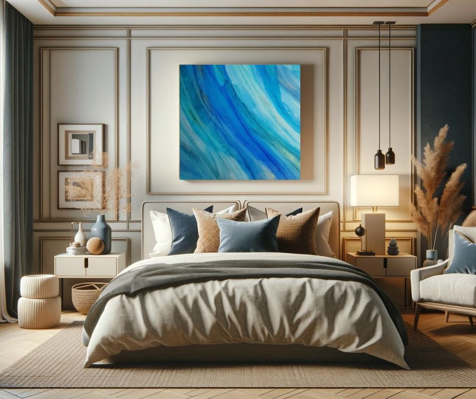 Blue Sea acrylic ink on canvas box coated with acrylic varnish | wall art | artwork
