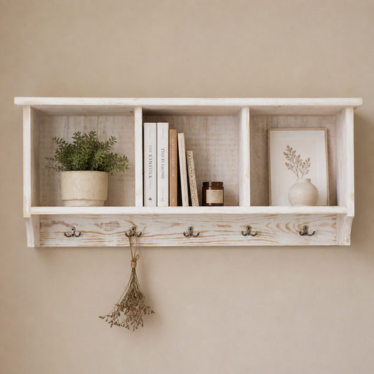 Willow — Wall Shelf with Hooks