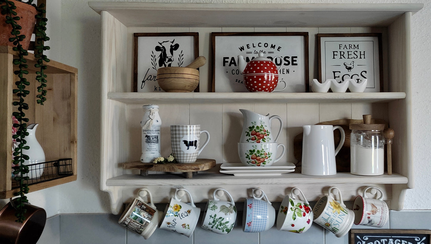 s92a Solid timber cottage style cabinet with simple top and pegs