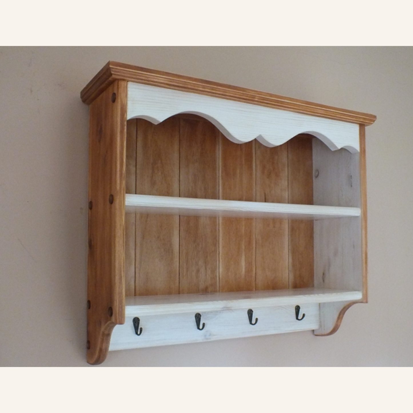 Armand — Wall-Mounted Open Shelf Cabinet with Hooks
