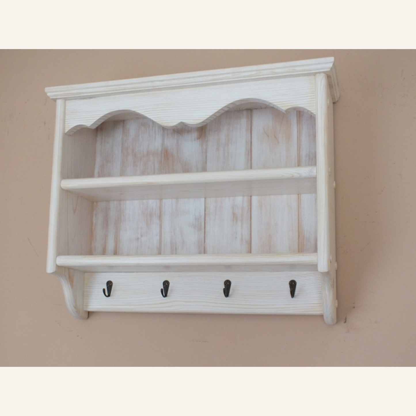 Armand — Wall-Mounted Open Shelf Cabinet with Hooks