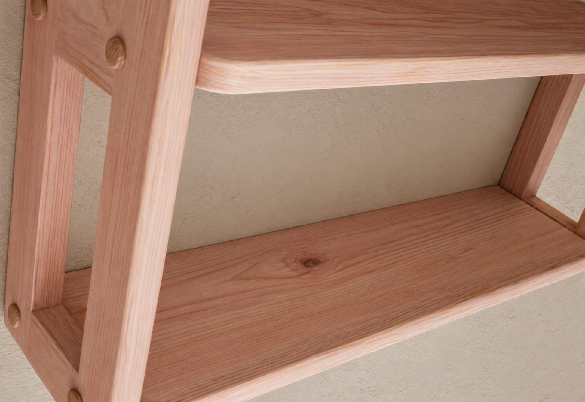 Wooden frame on a neutral background