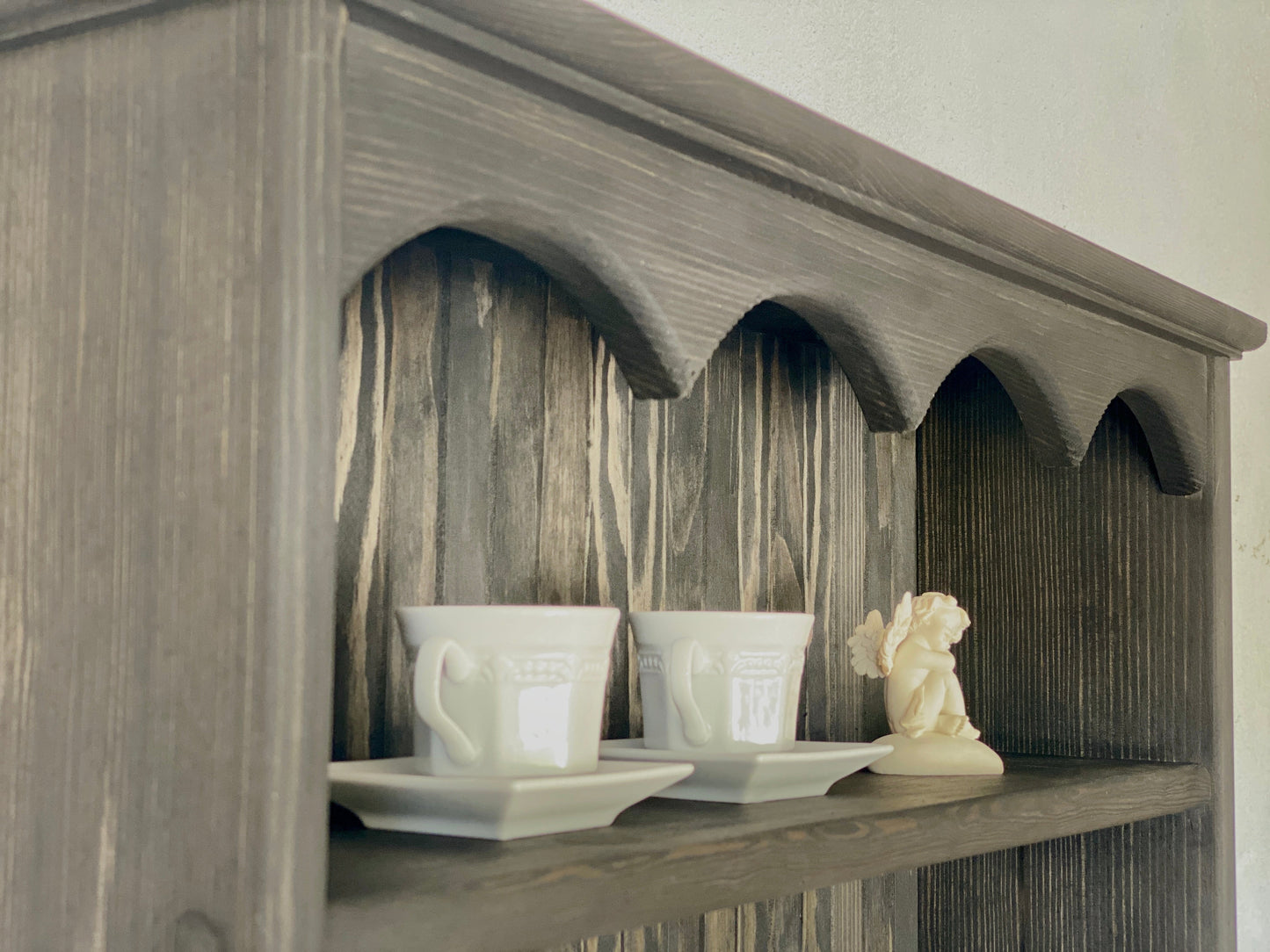 Noemie — Cottage Wall Shelf with Decorative Top