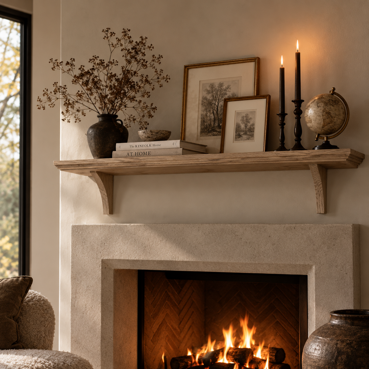 Vivienne – Handcrafted Solid Wood Wall Shelf with Decorative Brackets