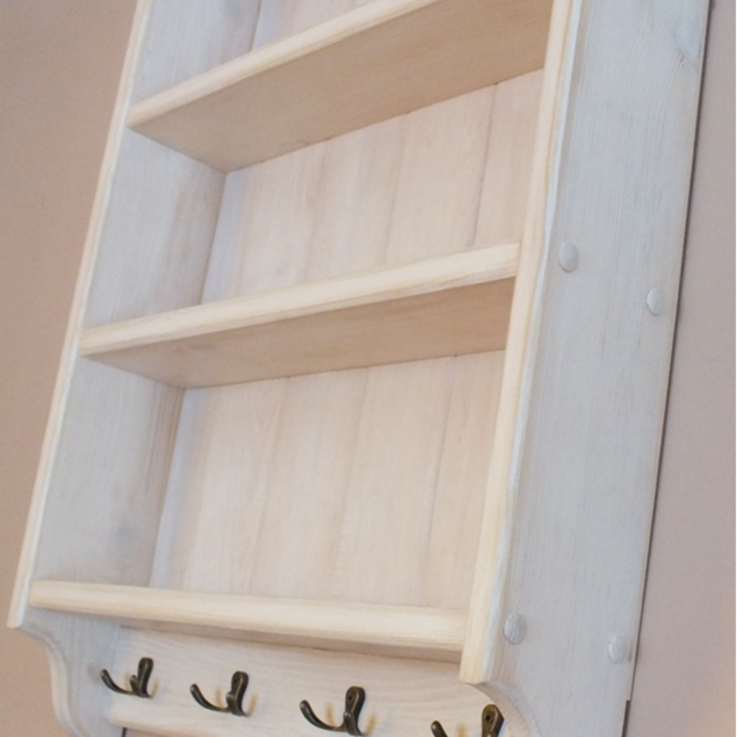 Celeste — Farmhouse Wall Shelf with Hooks