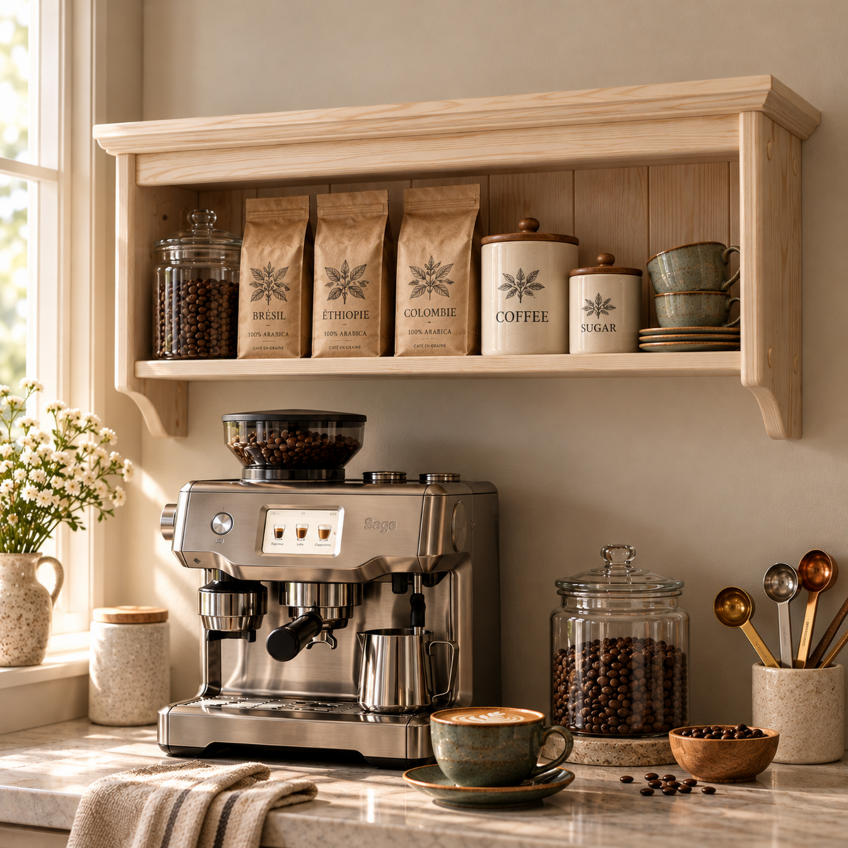 Victoire — Solid Pine Kitchen Wall Shelf