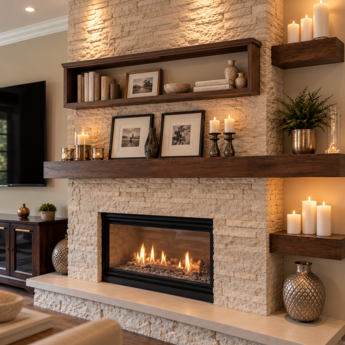 Eloane — Solid Oak Wall Shelf with Decorative Moulding