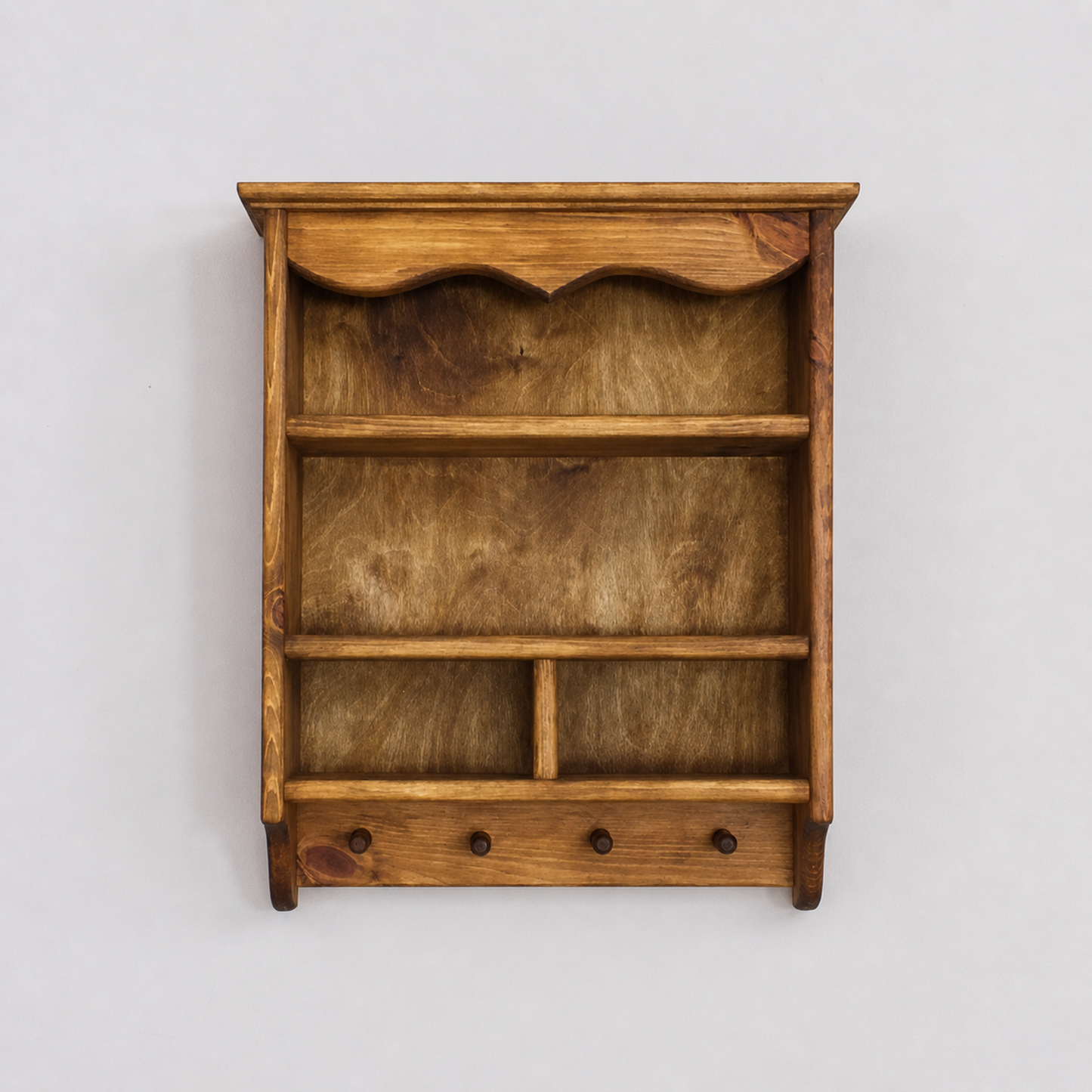 Rosalie — Cottage Wall Shelf with Peg Hooks