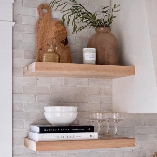 MASON OAK 5x16 Solid Oak Floating Shelf – Modern Minimalist Wall Display