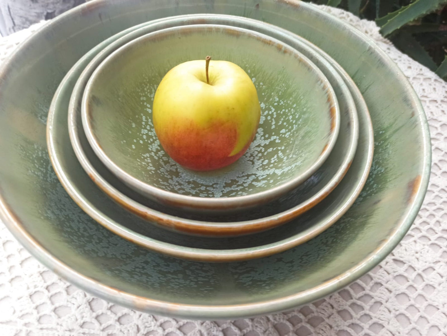 SAGE Set of four handmade ceramic bowls