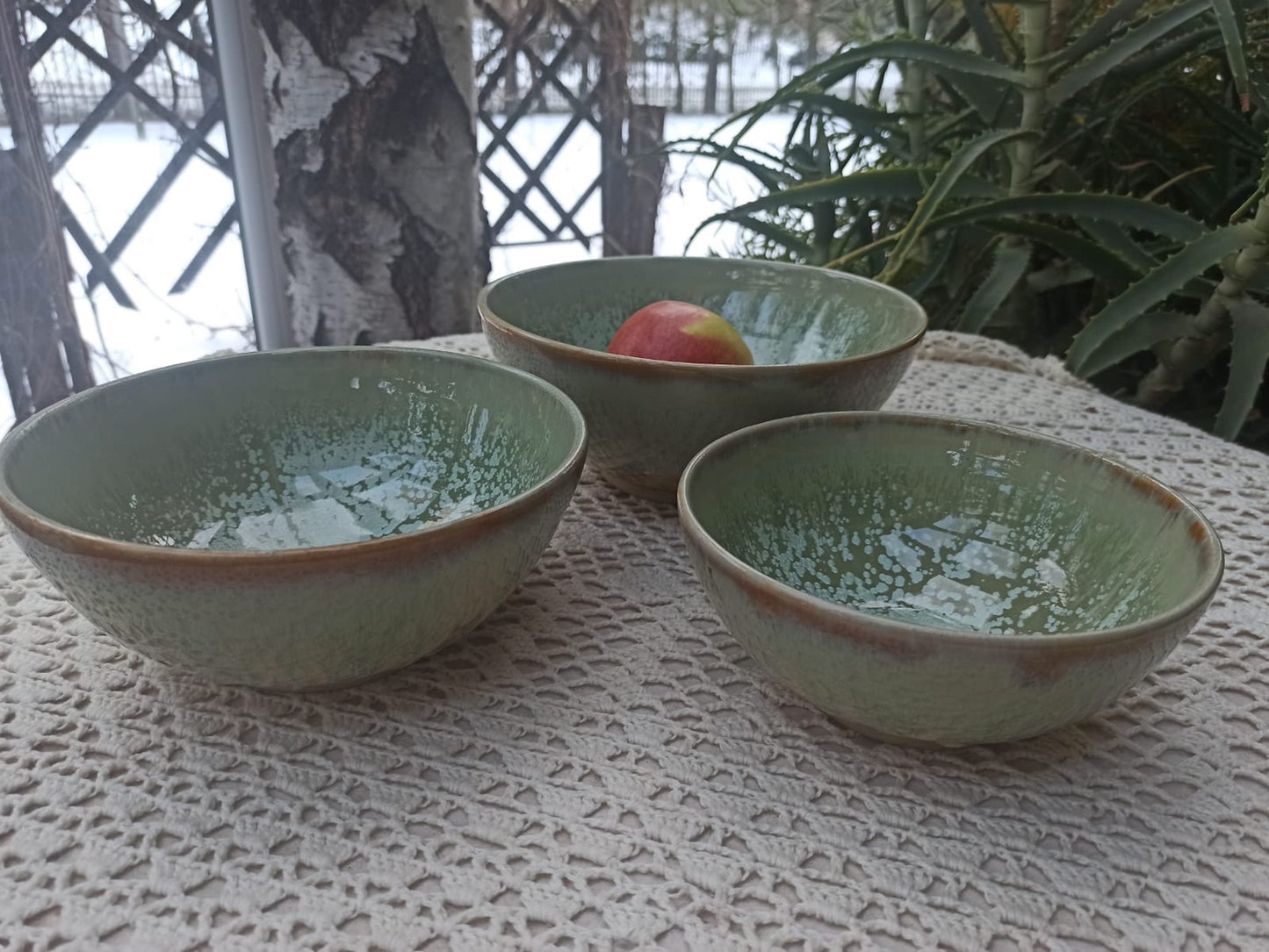 SAGE Set of four handmade ceramic bowls