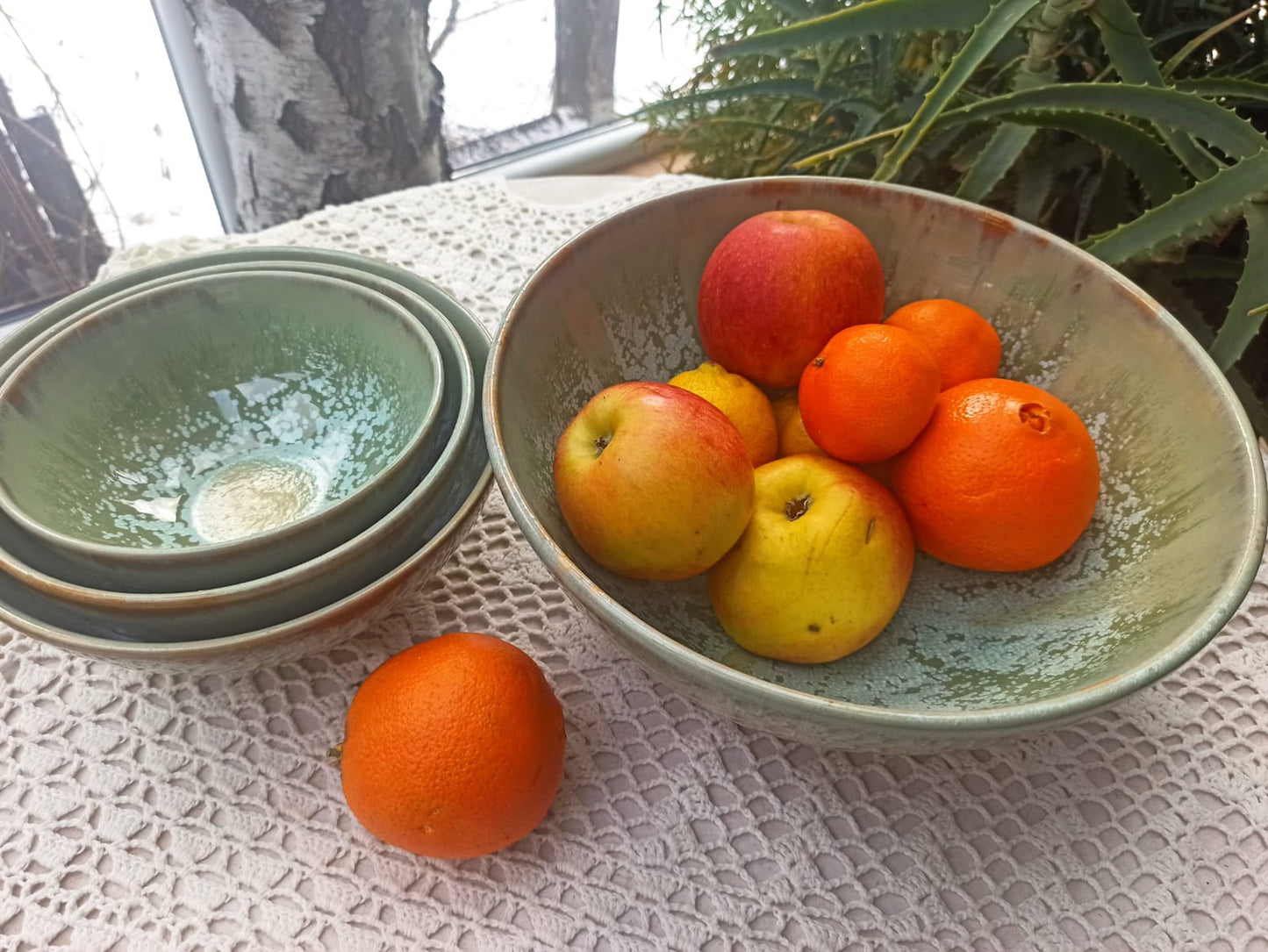 SAGE Set of four handmade ceramic bowls