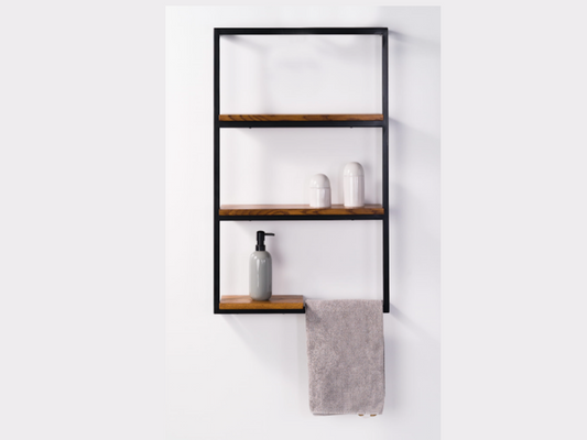 MIA Wood and metal bathroom shelf