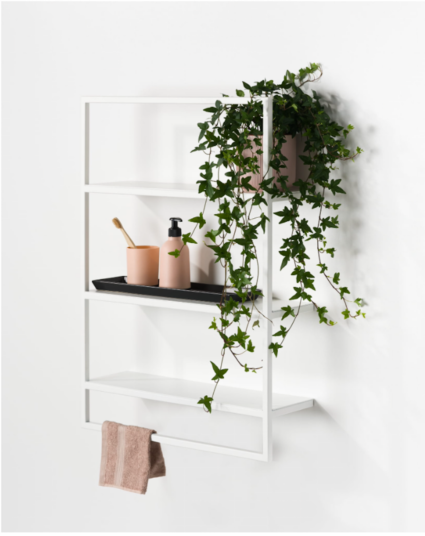 MARGO Metal bathroom shelf with towel bar