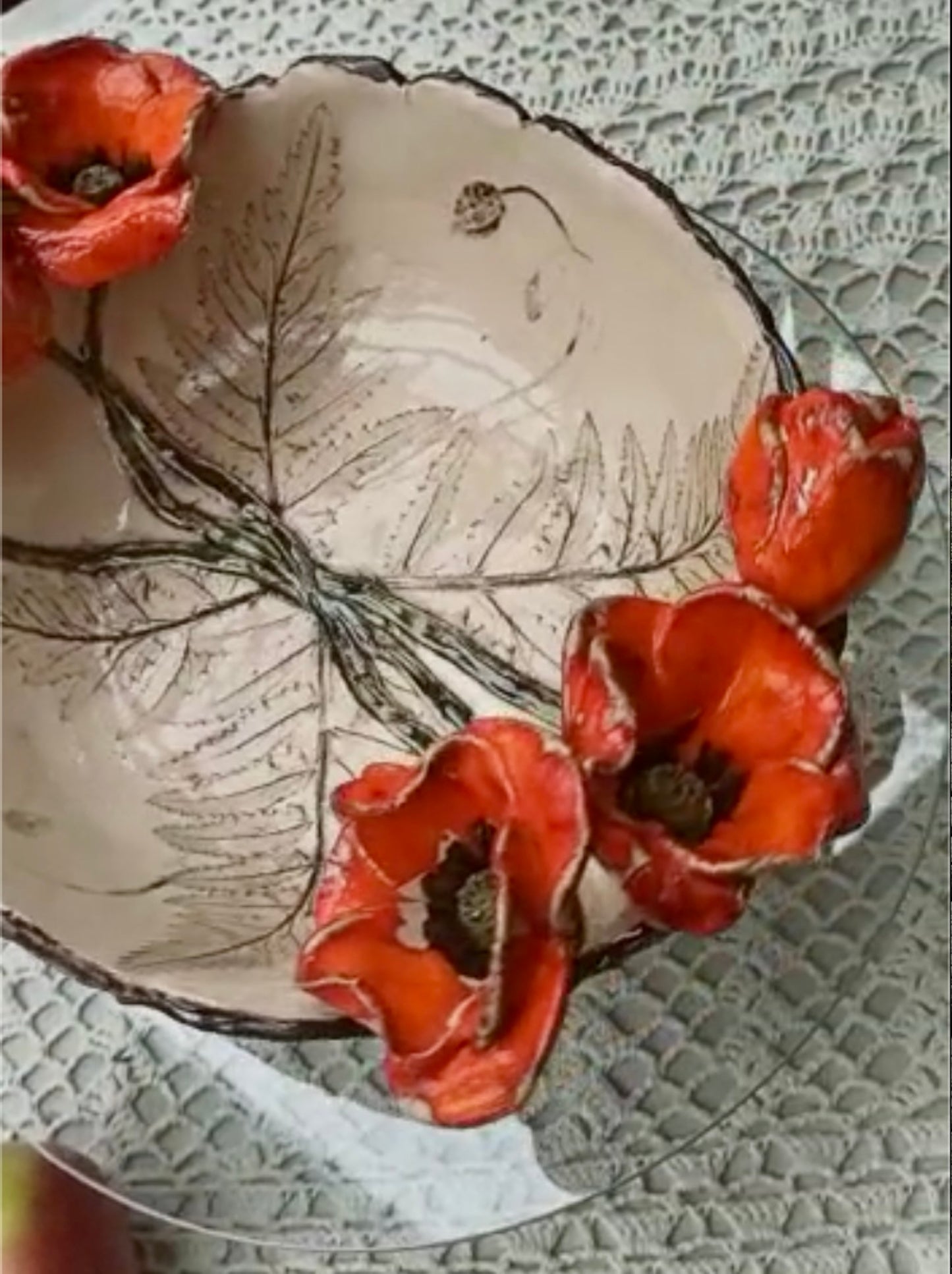 POPPIES  Ceramic bowl with handcrafted poppies