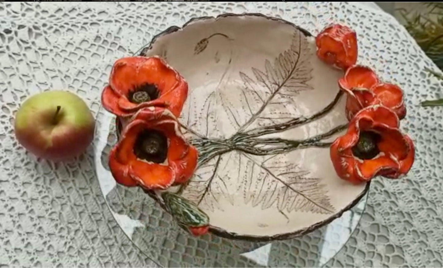 POPPIES  Ceramic bowl with handcrafted poppies