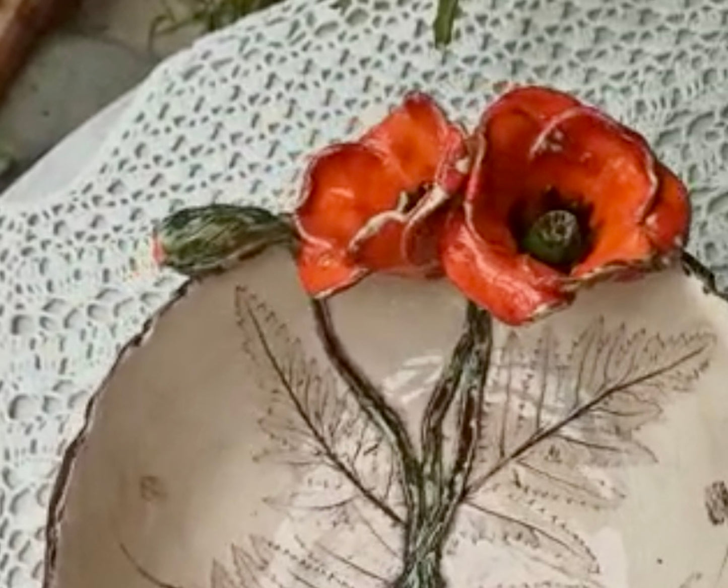 POPPIES  Ceramic bowl with handcrafted poppies