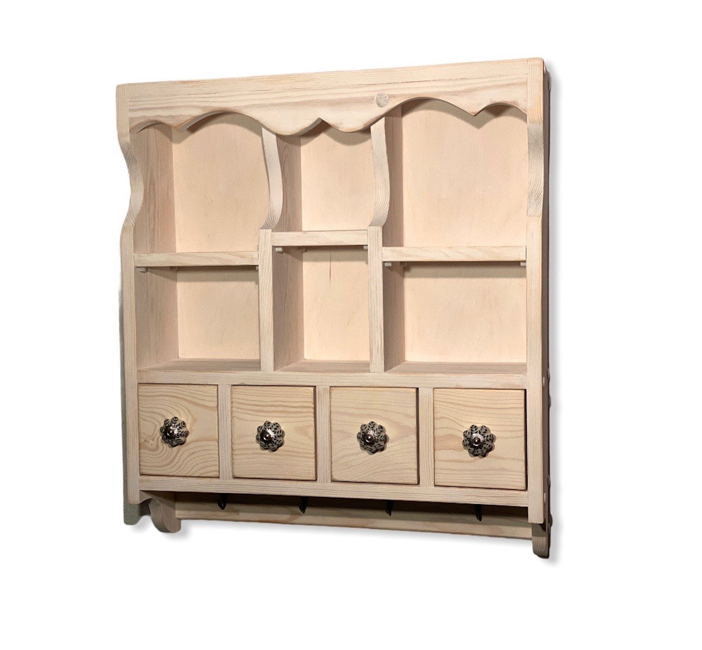 s94 Cottage cabinet with open compartments and drawers